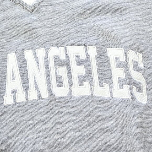 Stella Tweed Varsity Striped V-Neck Los Angeles Sweater Gray & White Size M - Picture 6 of 16